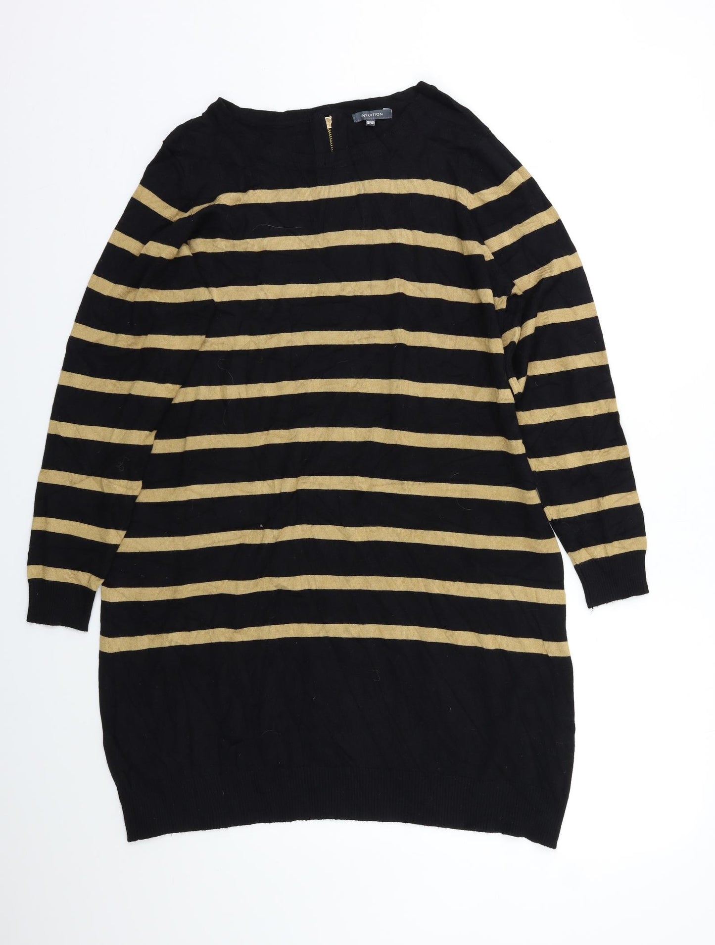 Intuition Womens Black Striped  Pullover Jumper Size 16