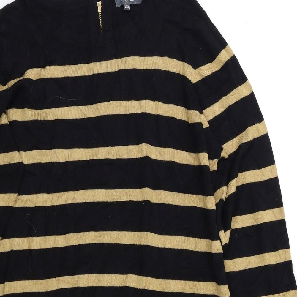 Intuition Womens Black Striped  Pullover Jumper Size 16