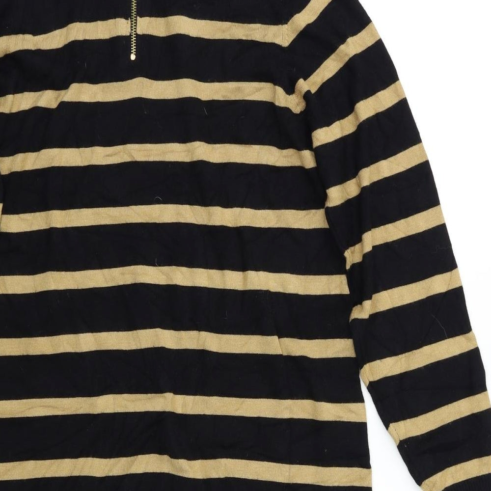 Intuition Womens Black Striped  Pullover Jumper Size 16