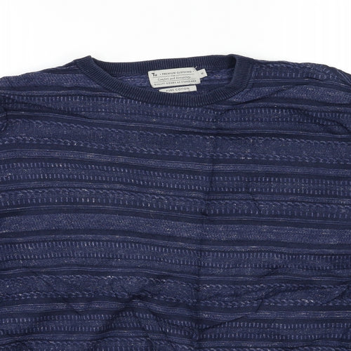 TU Mens Blue Fair Isle  Pullover Jumper Size M