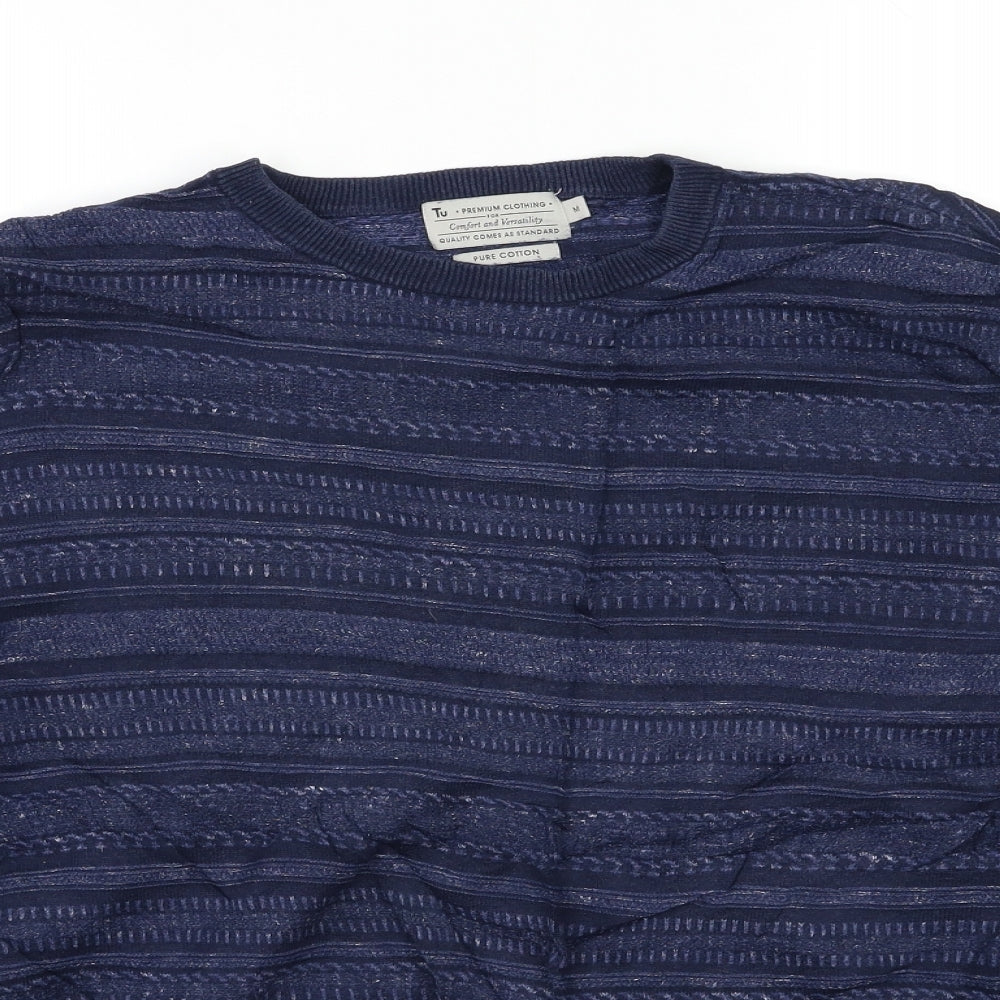 TU Mens Blue Fair Isle  Pullover Jumper Size M