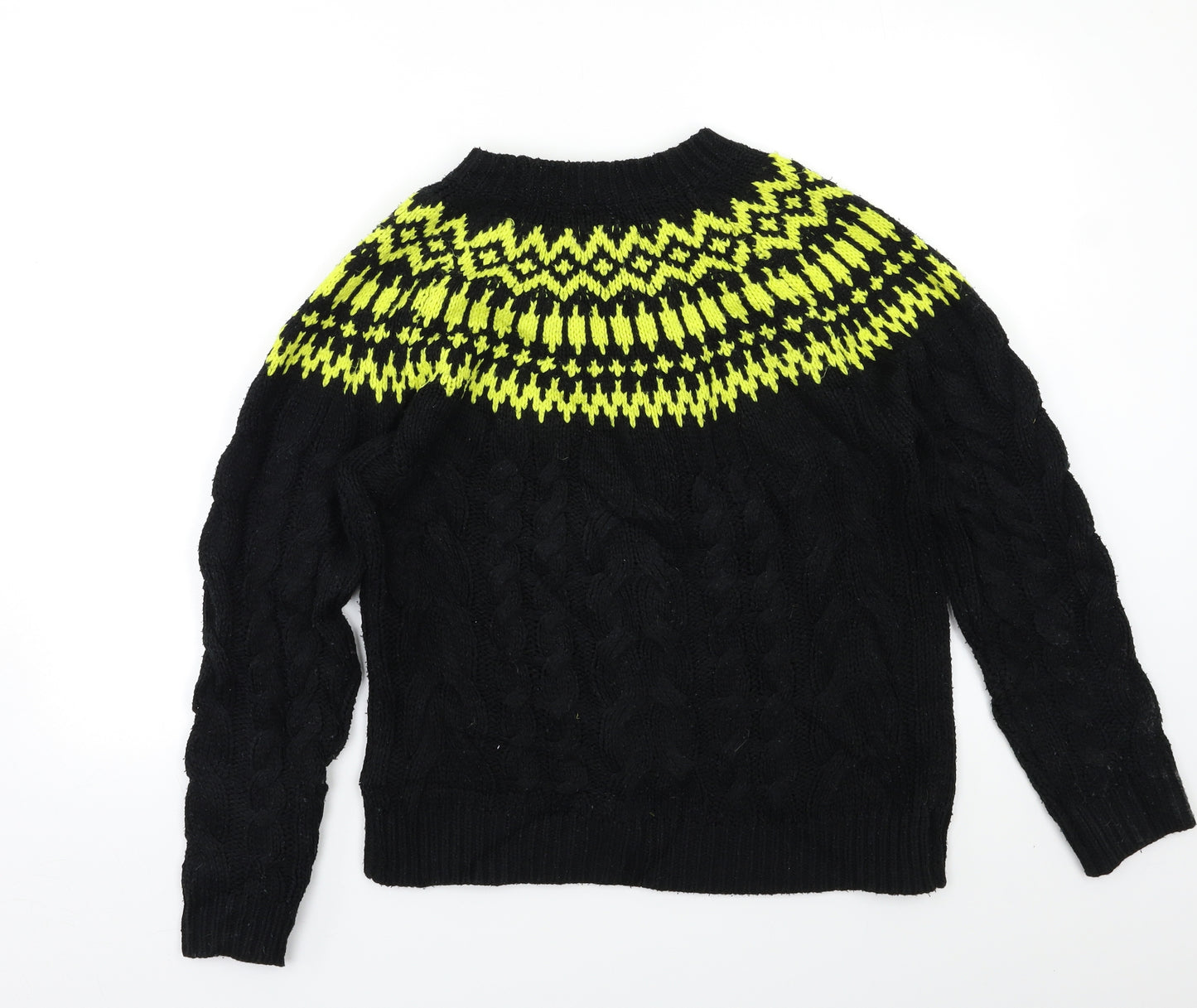 Topman Mens Black Fair Isle  Pullover Jumper Size S