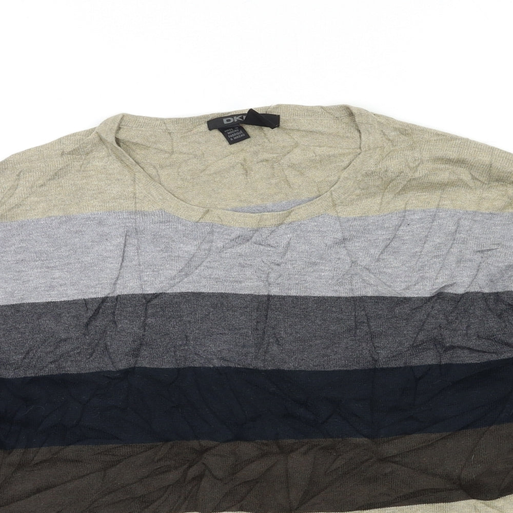 DKNY Mens Multicoloured Striped  Pullover Jumper Size L