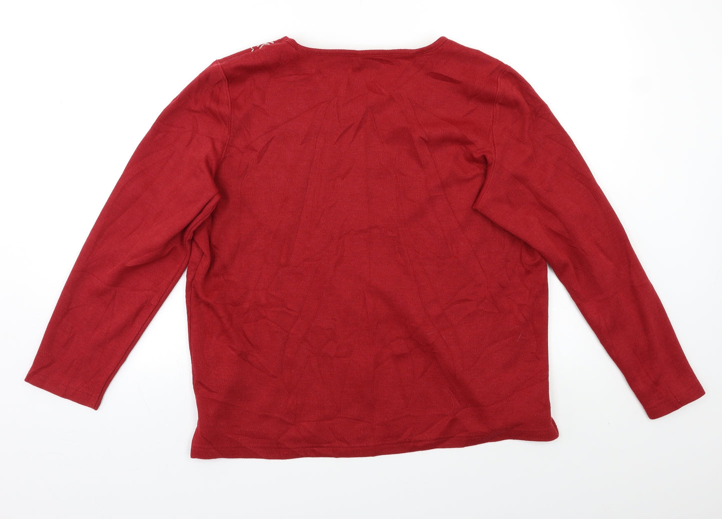 BM Womens Red Floral  Pullover Jumper Size M