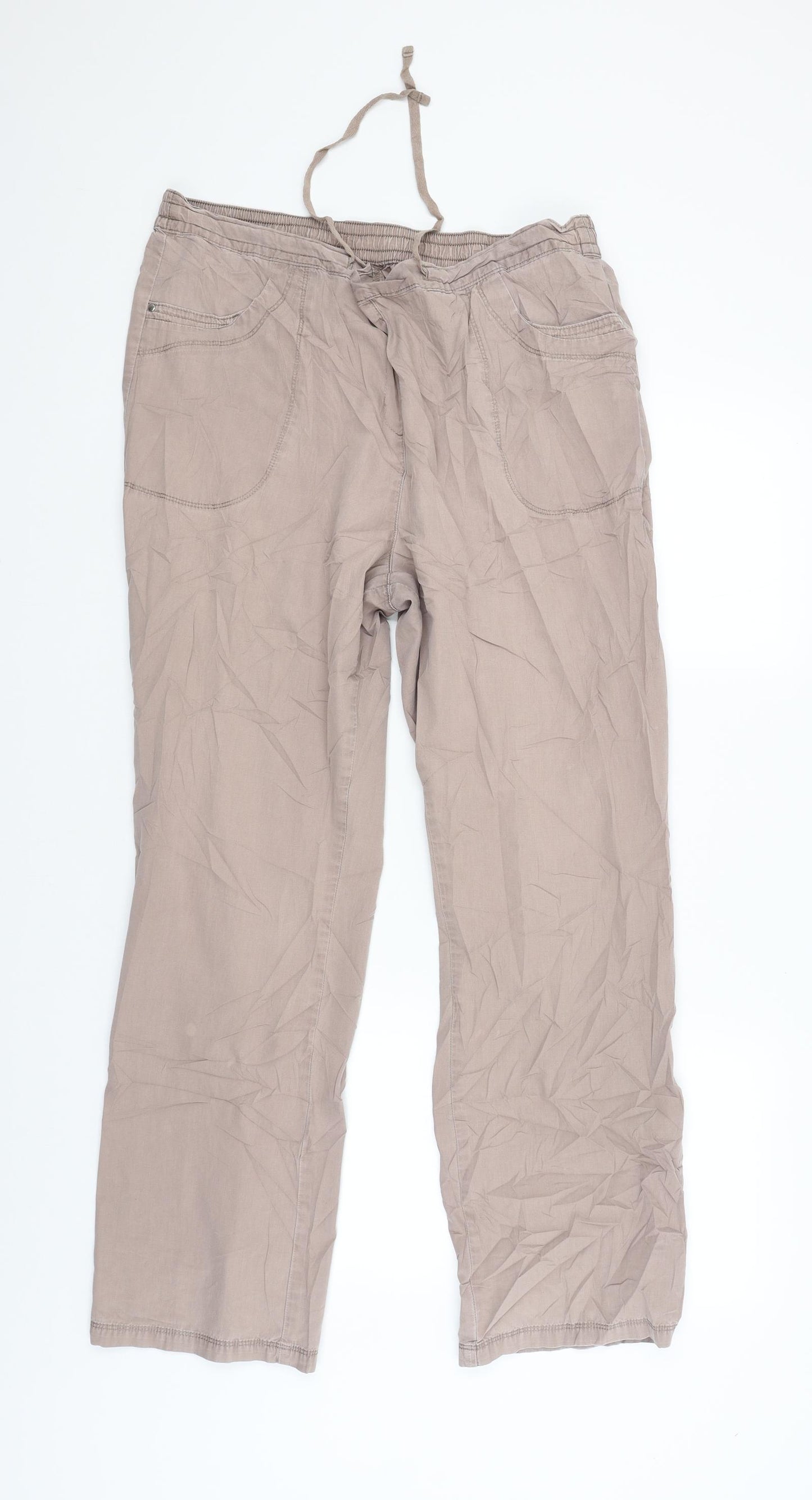 M&S Womens Beige   Cargo Trousers Size 16 L29 in