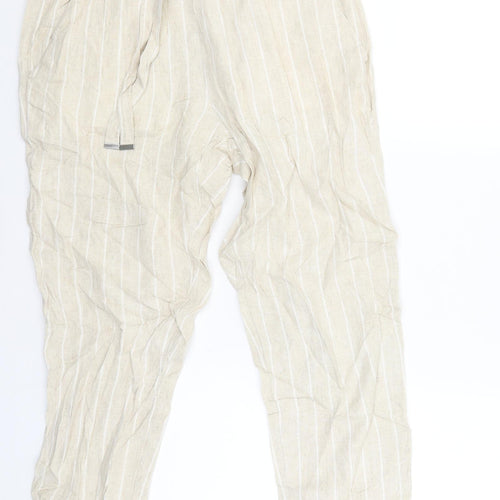 M&S Womens Beige Striped  Jegging Trousers Size 12 L23 in