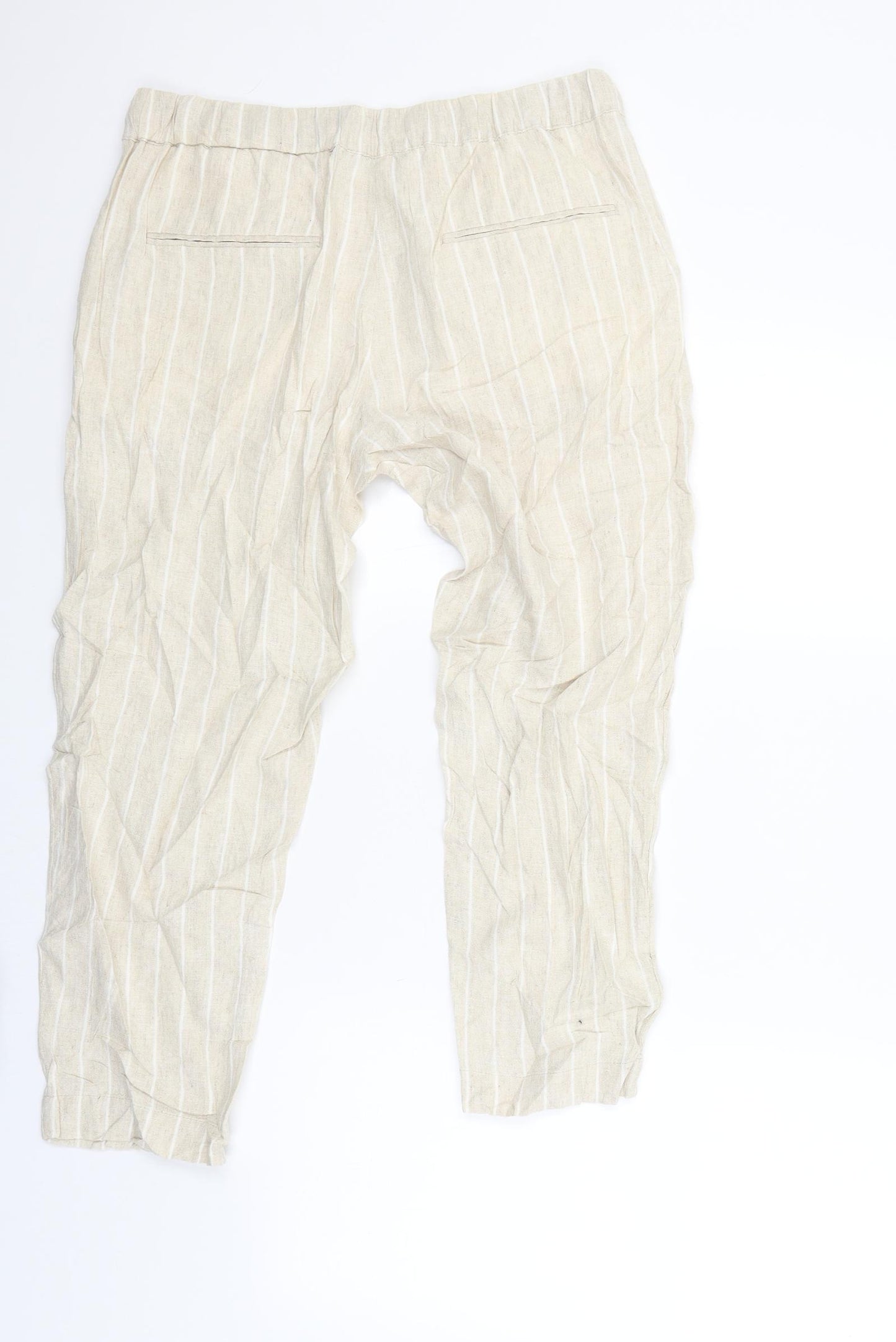 M&S Womens Beige Striped  Jegging Trousers Size 12 L23 in
