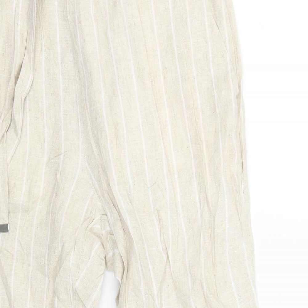 M&S Womens Beige Striped  Jegging Trousers Size 12 L23 in
