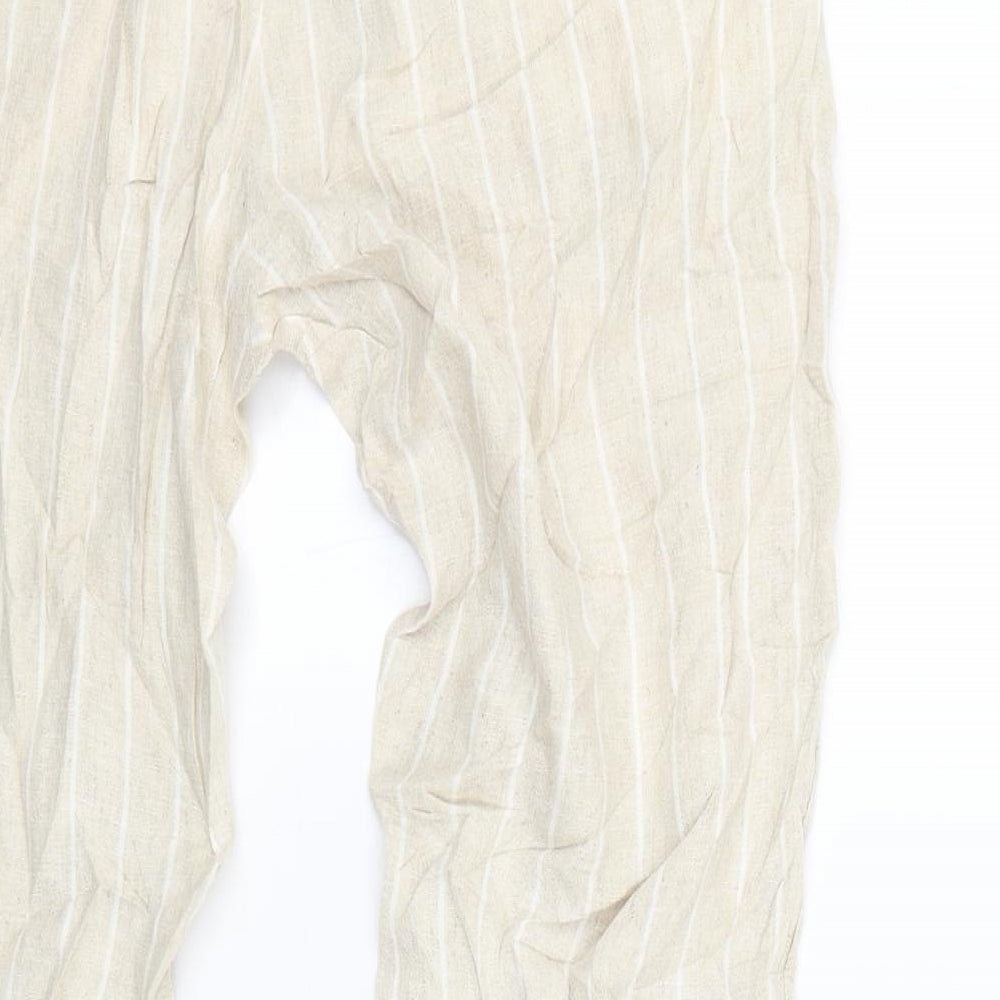 M&S Womens Beige Striped  Jegging Trousers Size 12 L23 in