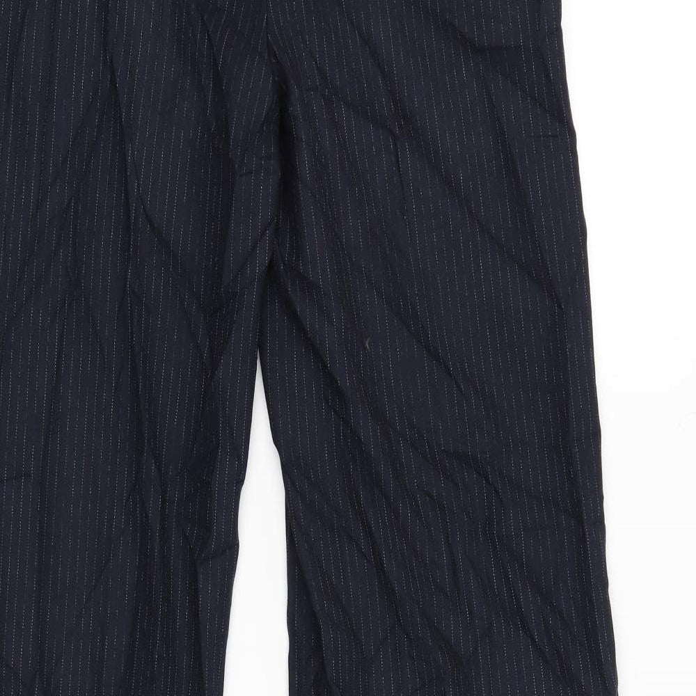 M&S Womens Blue Striped  Trousers  Size 8 L32 in