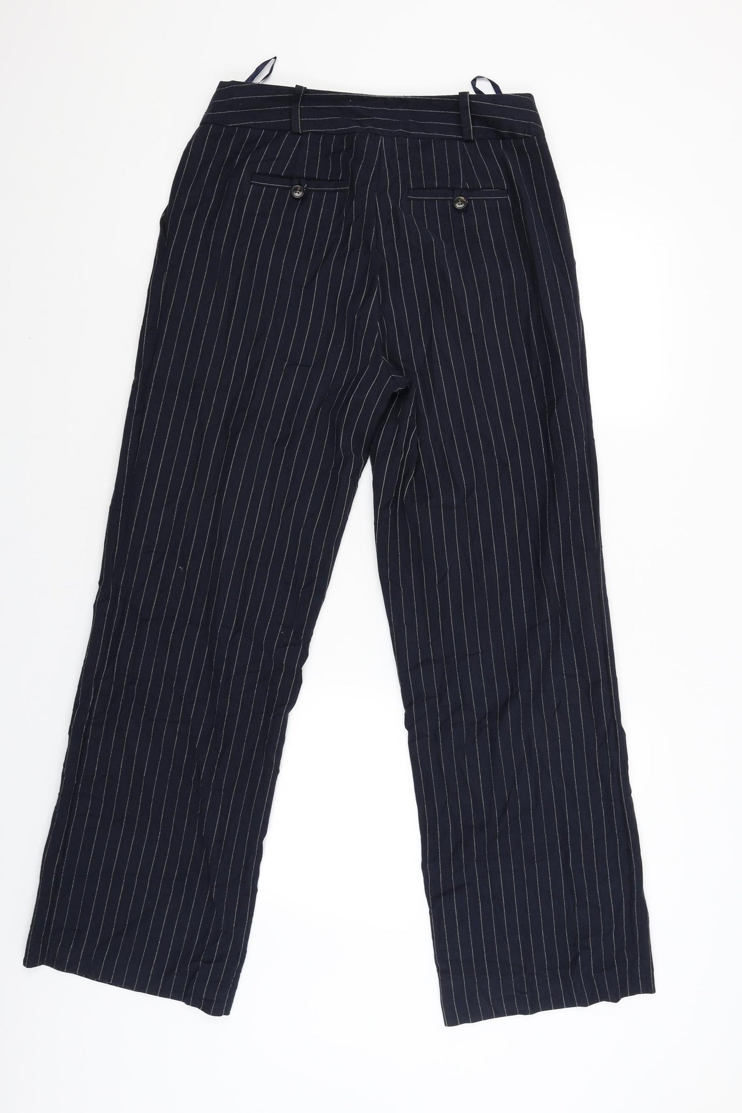 Laura Ashley Womens Blue Striped  Capri Trousers Size 10 L32 in