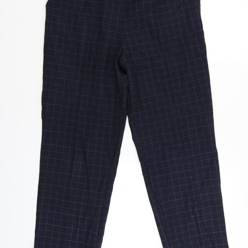 Marks and Spencer Womens Blue Check  Jegging Trousers Size 12 L26 in