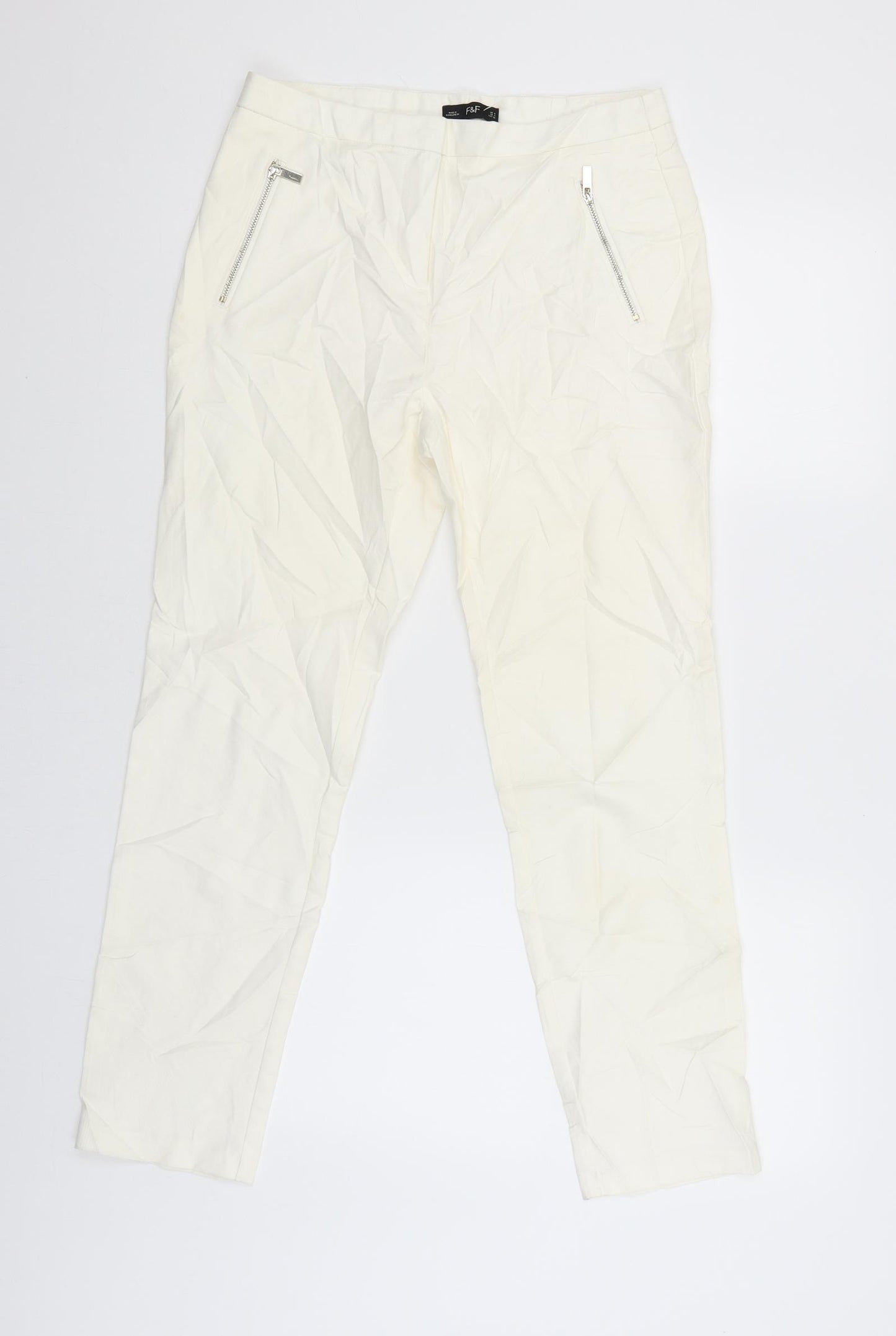 F&F Womens White   Capri Trousers Size 8 L28 in