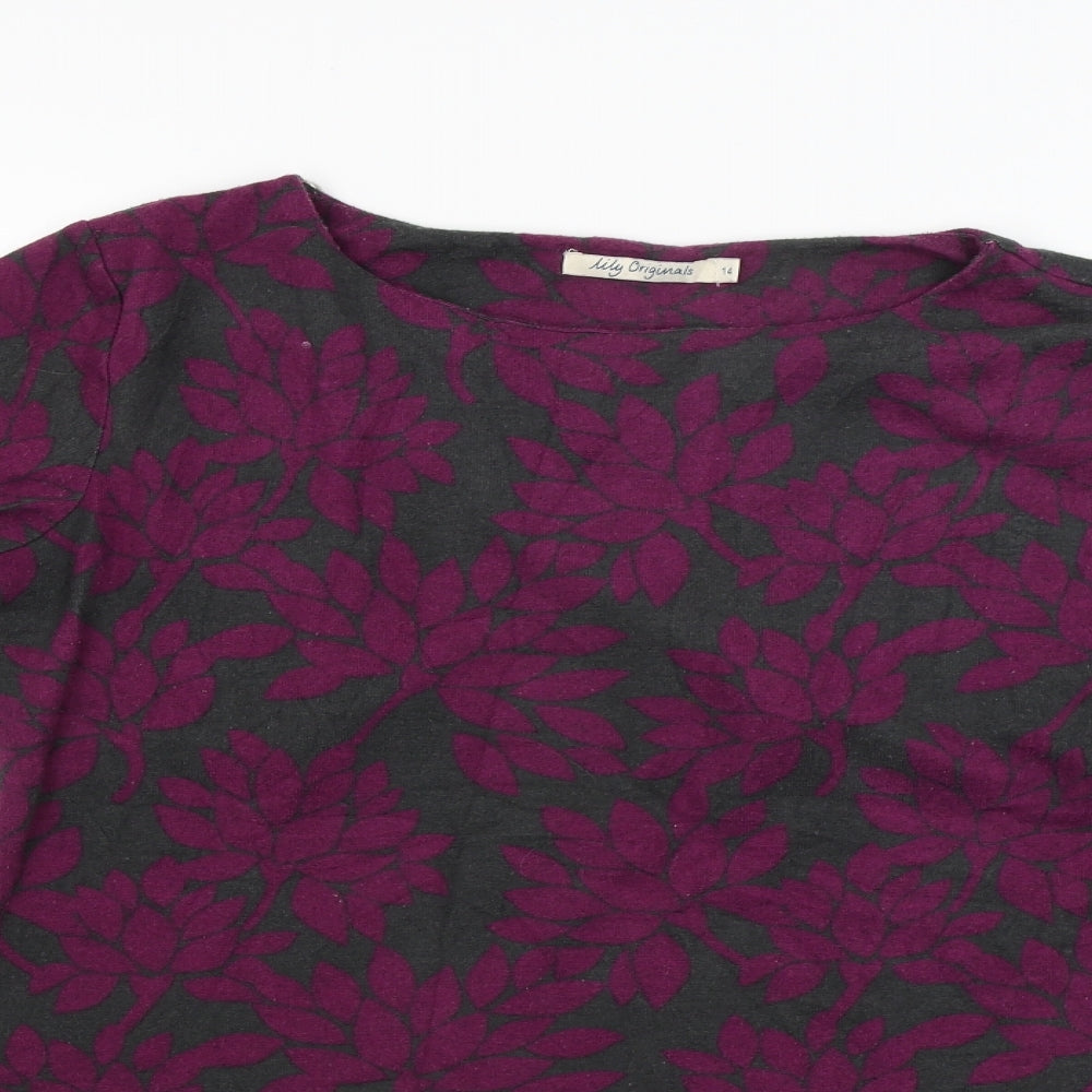 Lily Originals Womens Purple Floral  Pullover Jumper Size 14