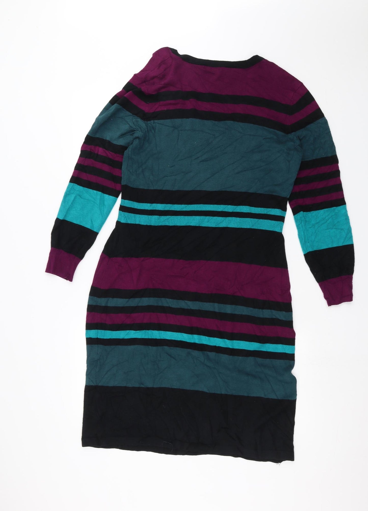 M&Co Womens Blue Striped  A-Line  Size L