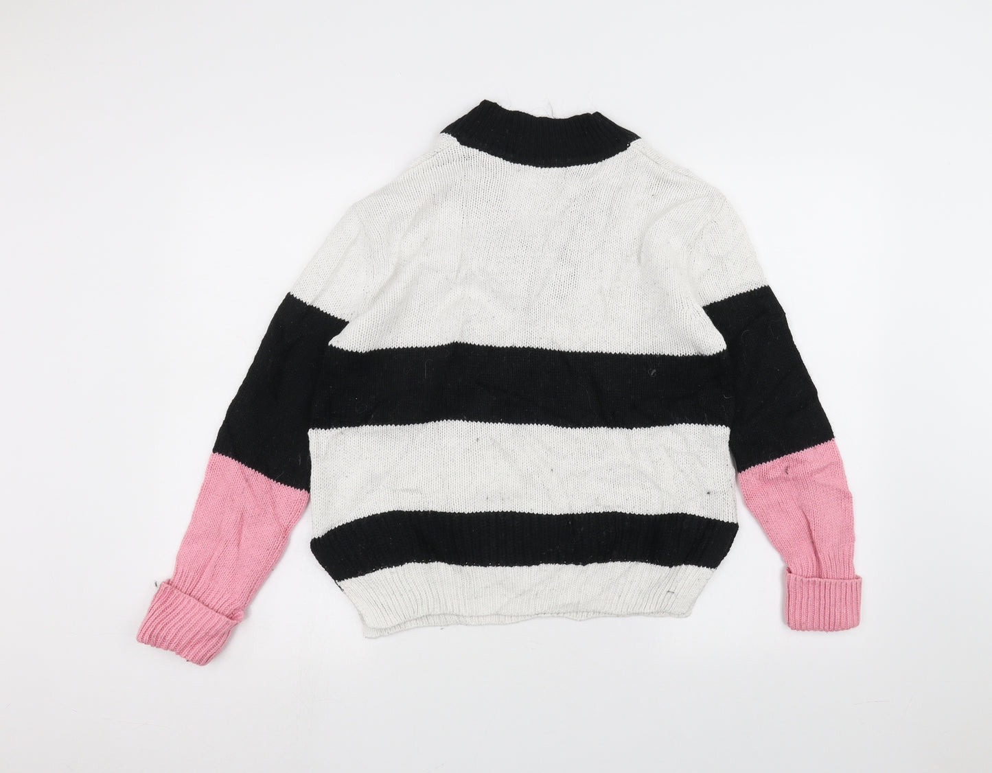 Marks and Spencer Womens White Striped Knit Pullover Jumper Size S