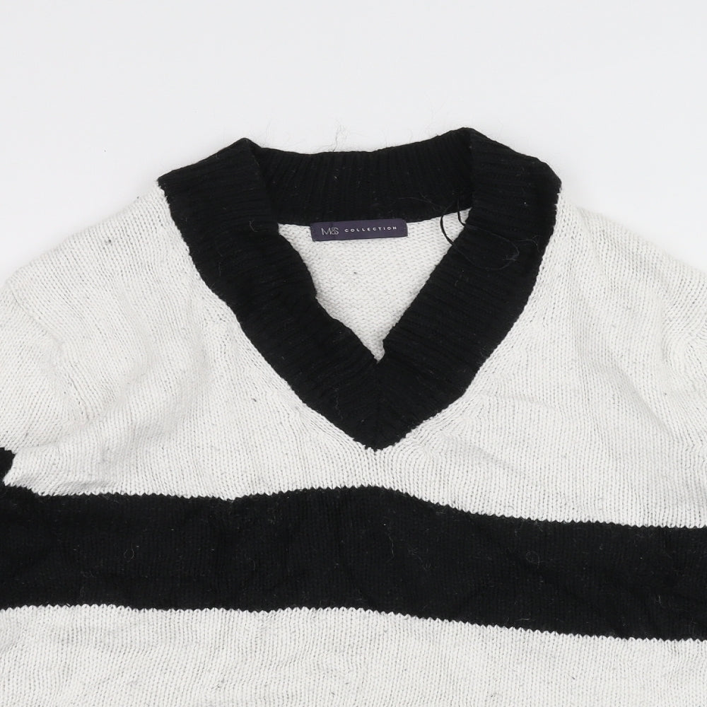 Marks and Spencer Womens White Striped Knit Pullover Jumper Size S