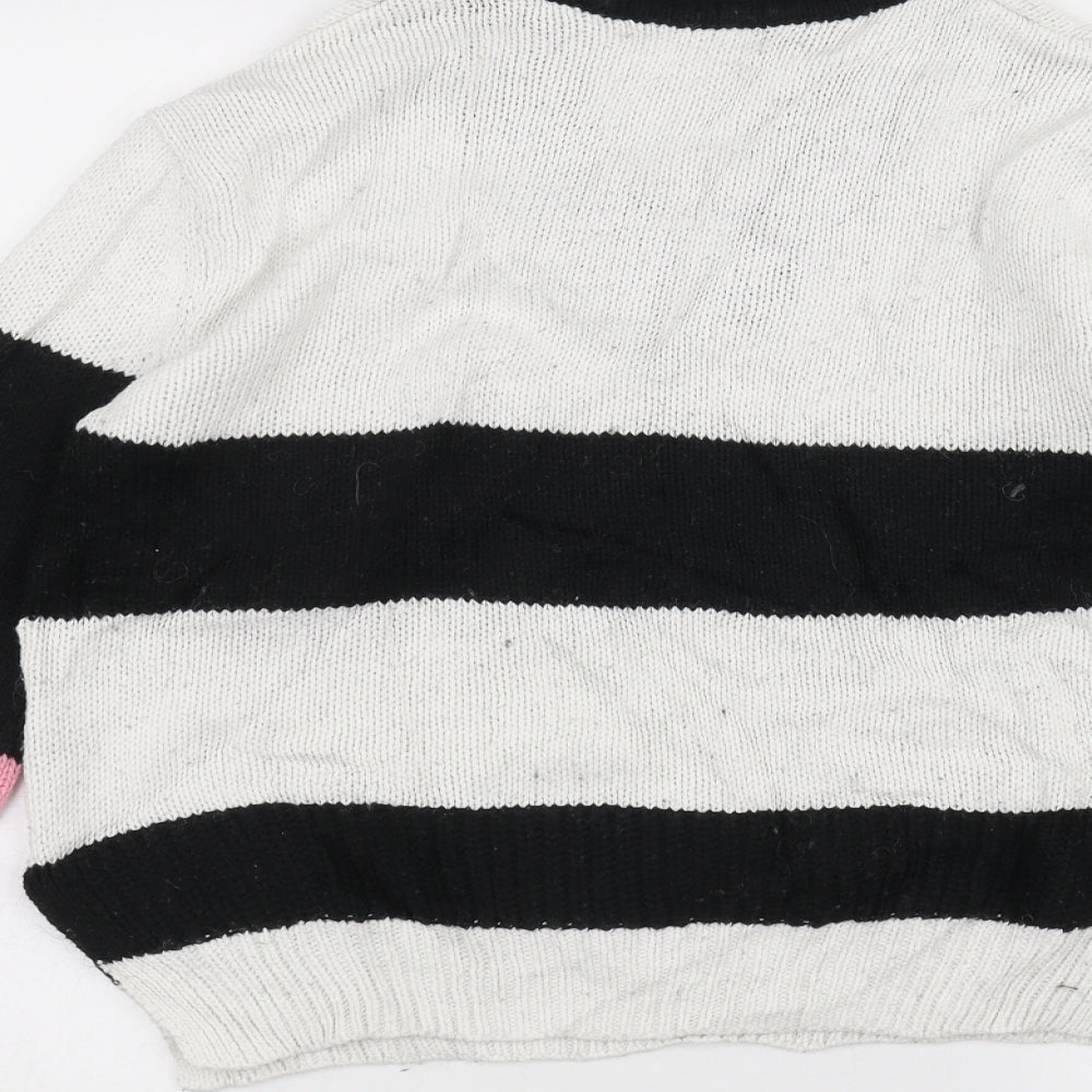 Marks and Spencer Womens White Striped Knit Pullover Jumper Size S
