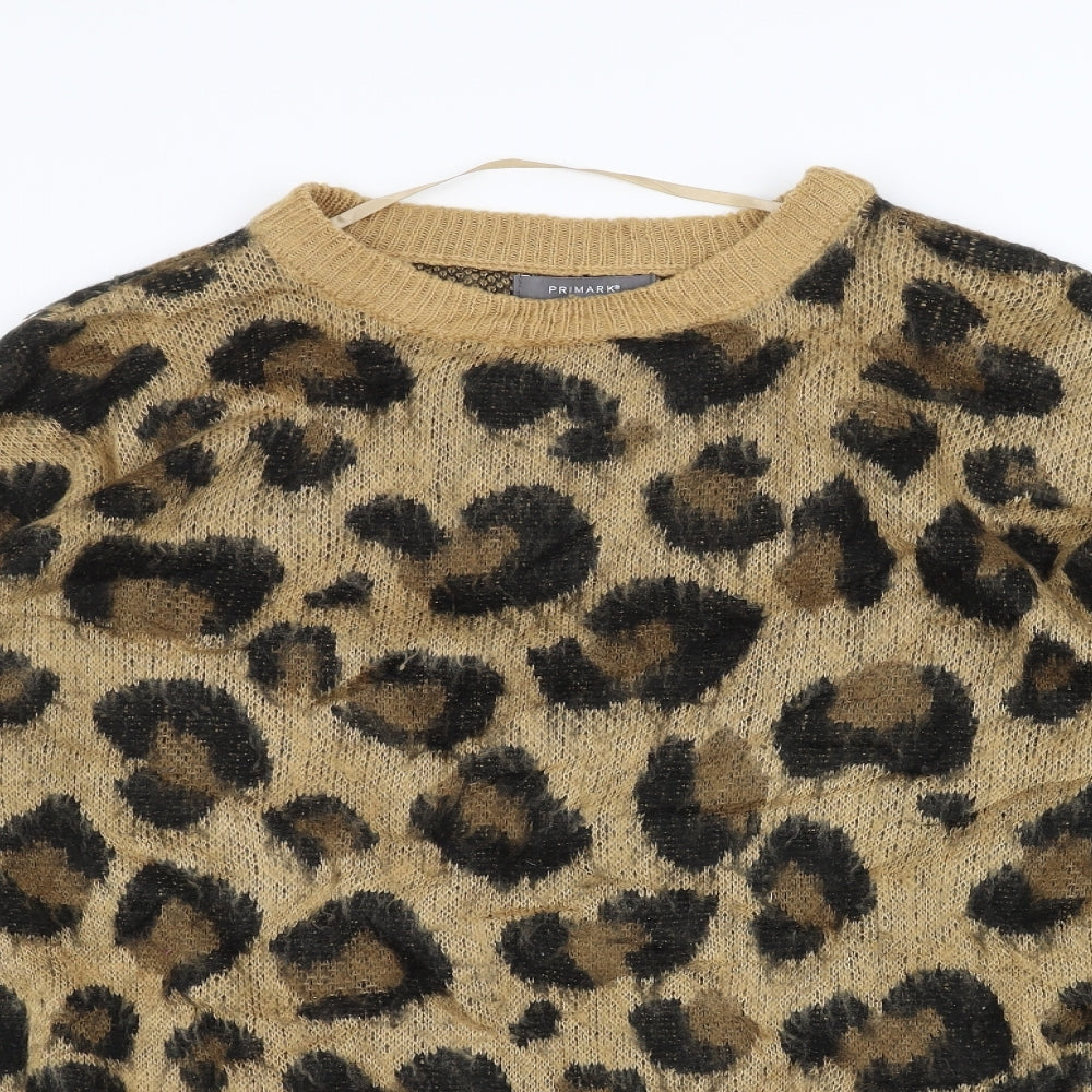 Primark Womens Brown Animal Print  Pullover Jumper Size L