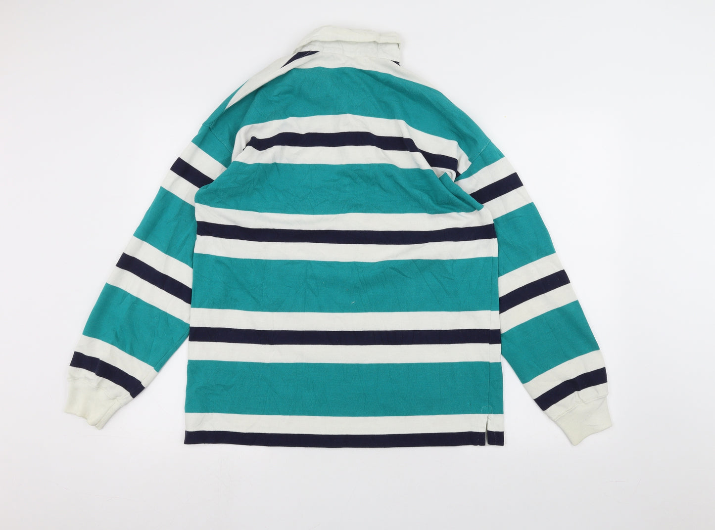 Preworn Mens Green Striped   Polo Size M