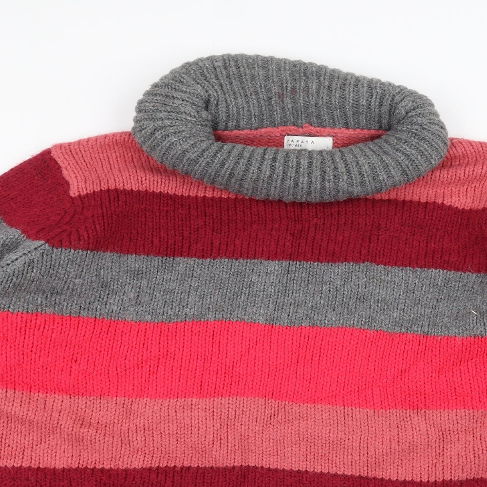 Papaya Womens Pink Striped  Pullover Jumper Size L
