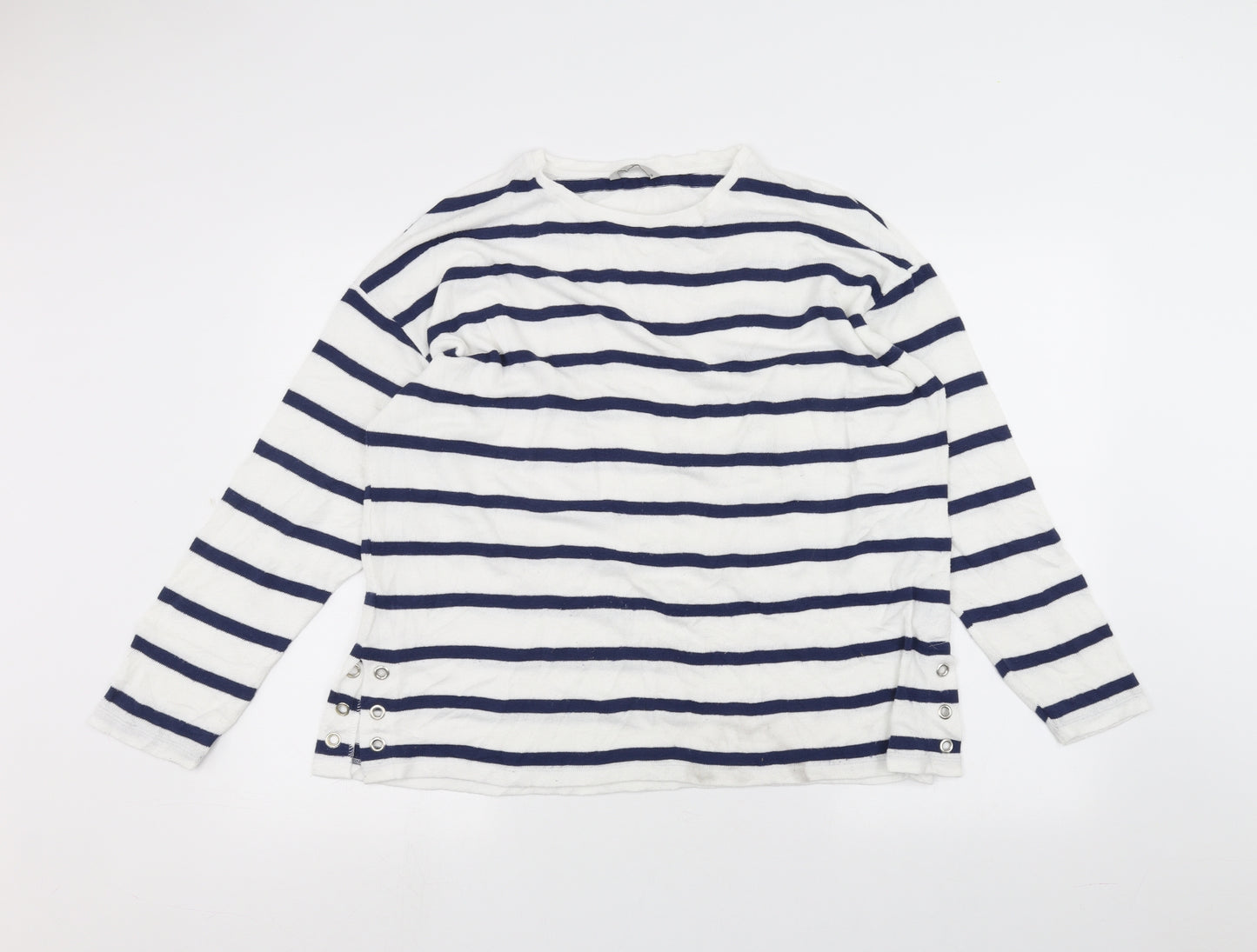 TU Womens White Striped  Basic T-Shirt Size 16