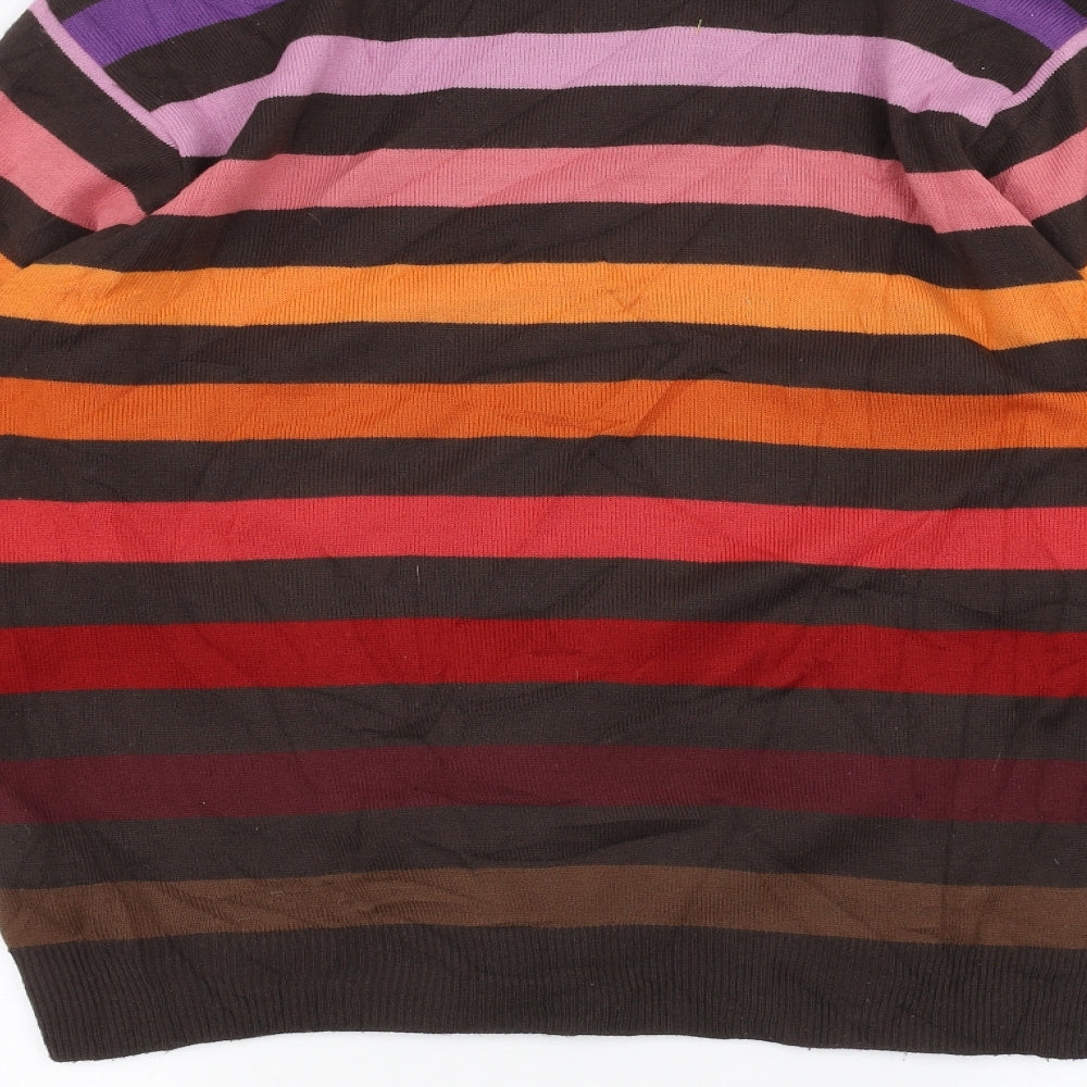 TRAX Womens Brown Striped  Pullover Jumper Size L