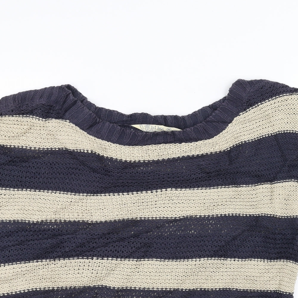 Fat Face Womens White Striped  Pullover Jumper Size M