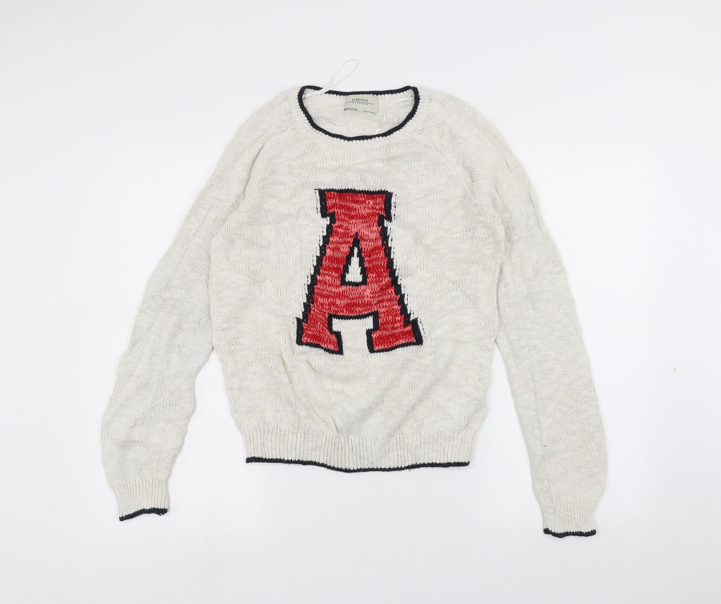 Papaya Mens White   Pullover Jumper Size S