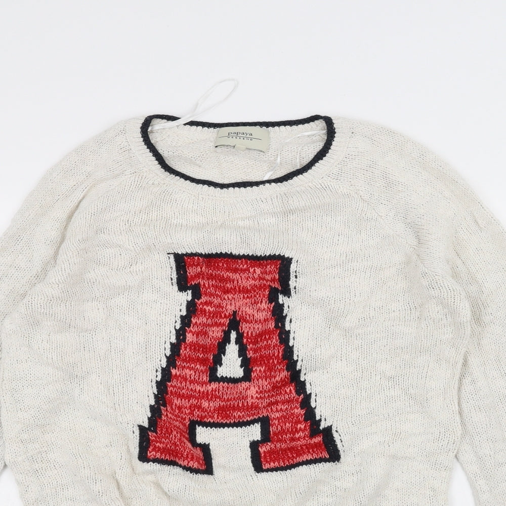 Papaya Mens White   Pullover Jumper Size S