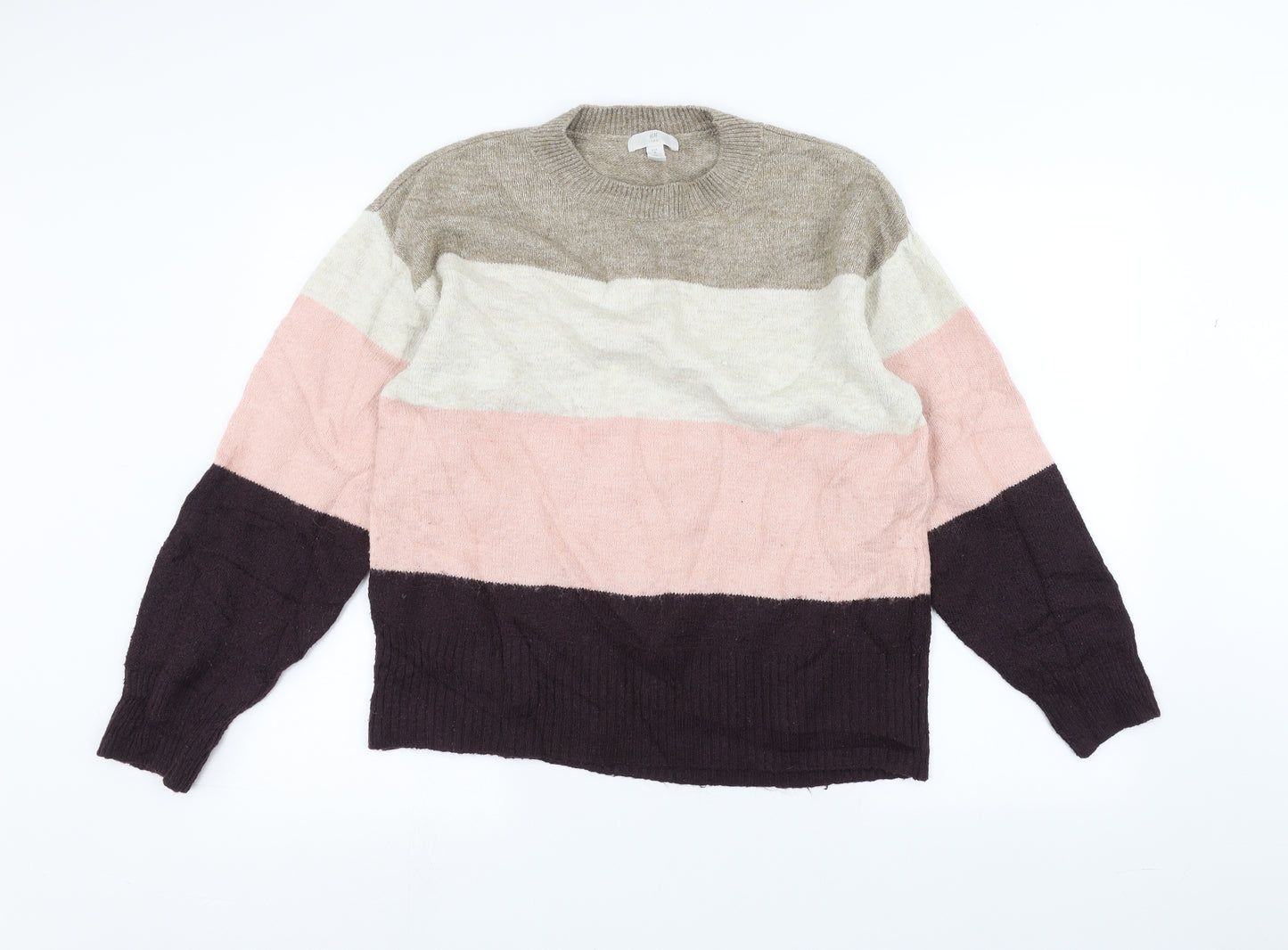 H&M Womens Pink Striped  Pullover Jumper Size M