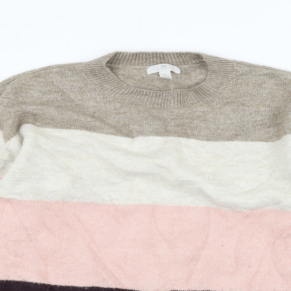 H&M Womens Pink Striped  Pullover Jumper Size M