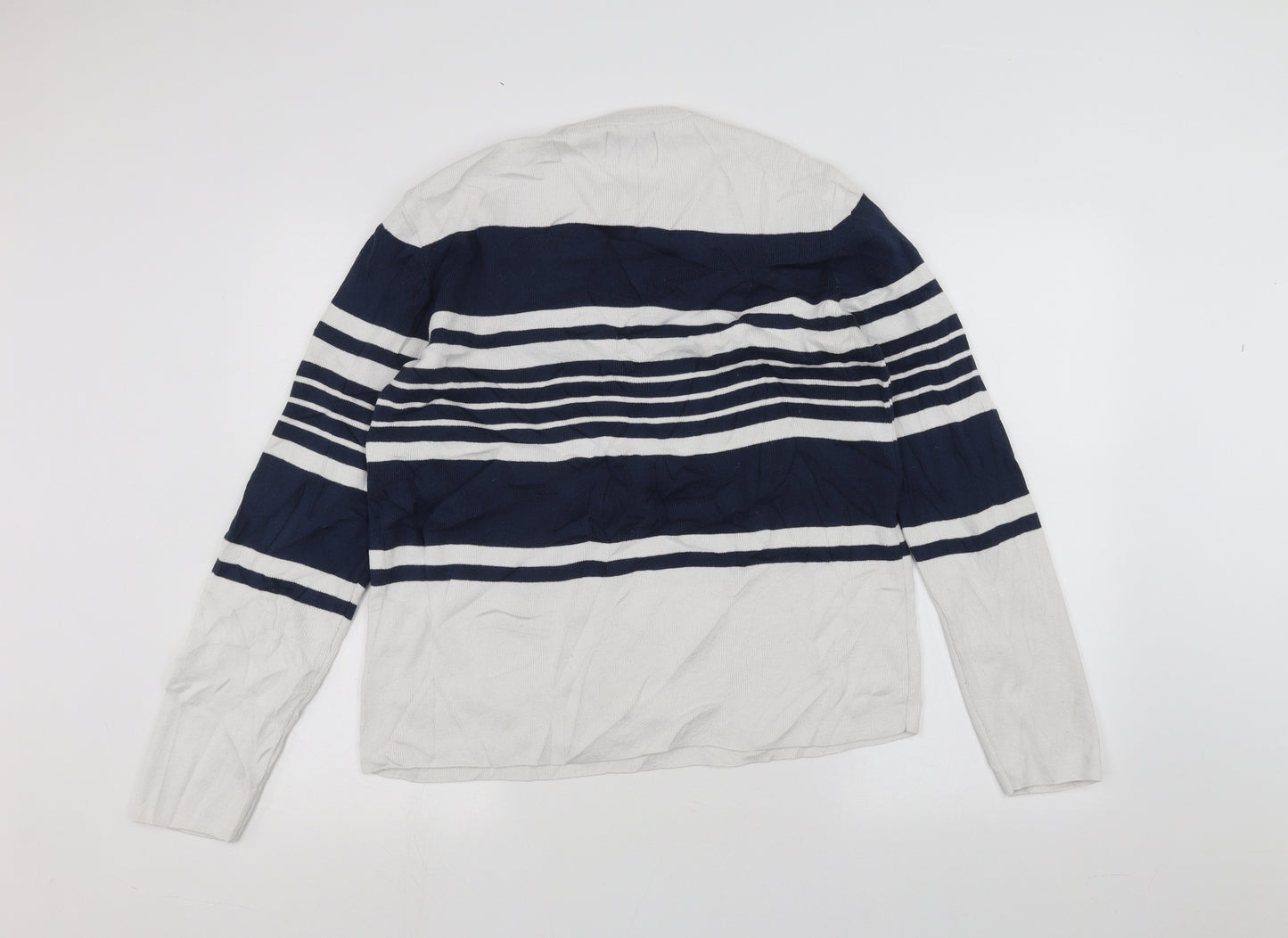 Topman Mens White Striped  Pullover Jumper Size M