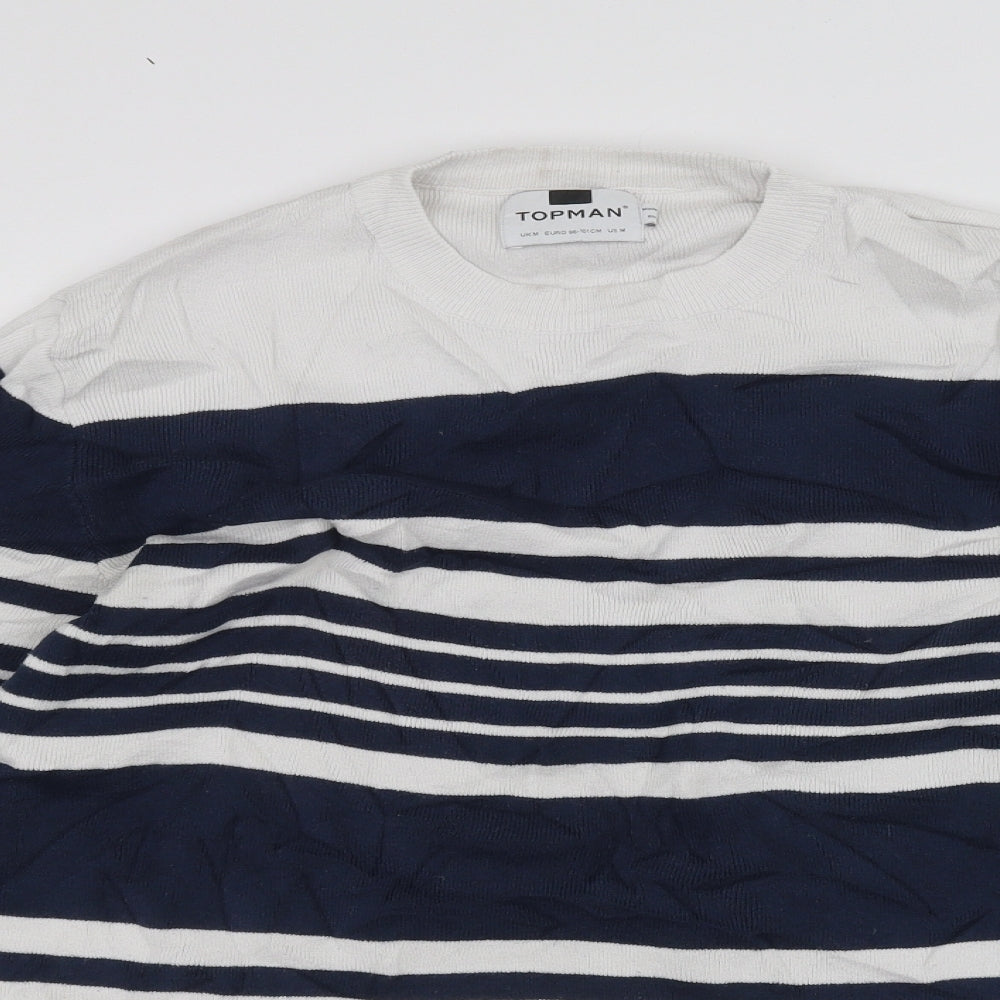 Topman Mens White Striped  Pullover Jumper Size M