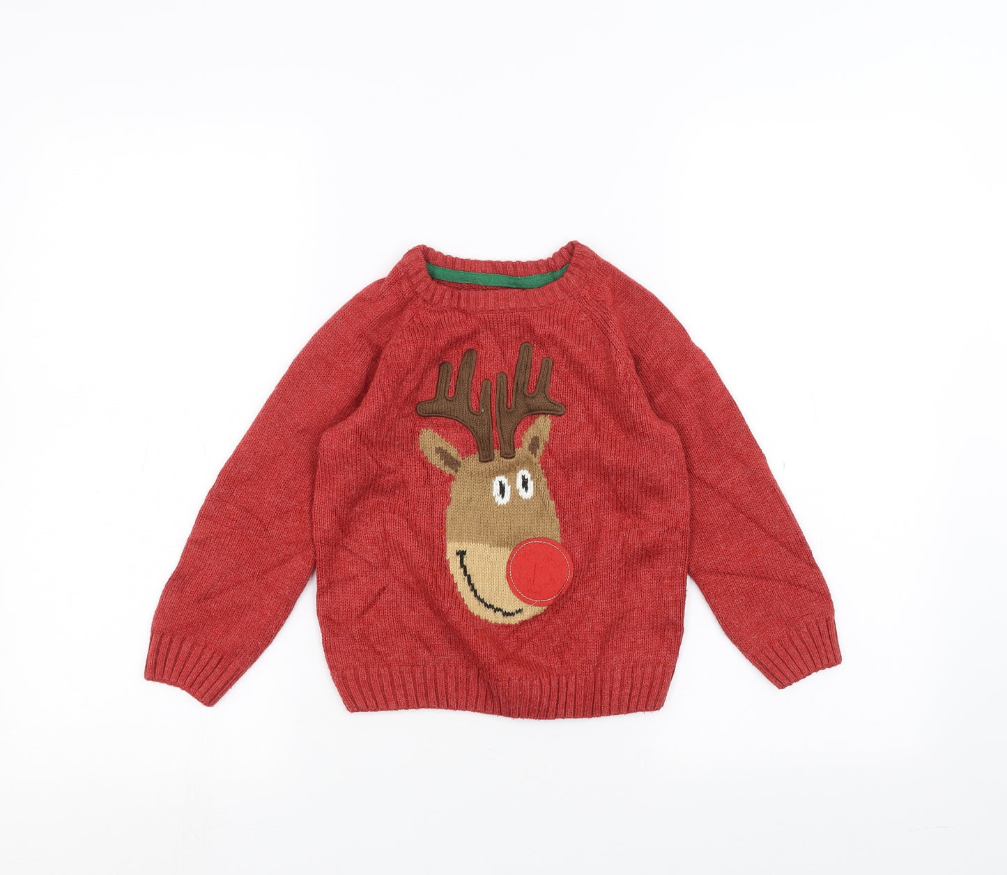 TU Girls Red   Pullover Jumper Size 3-4 Years  - Christmas