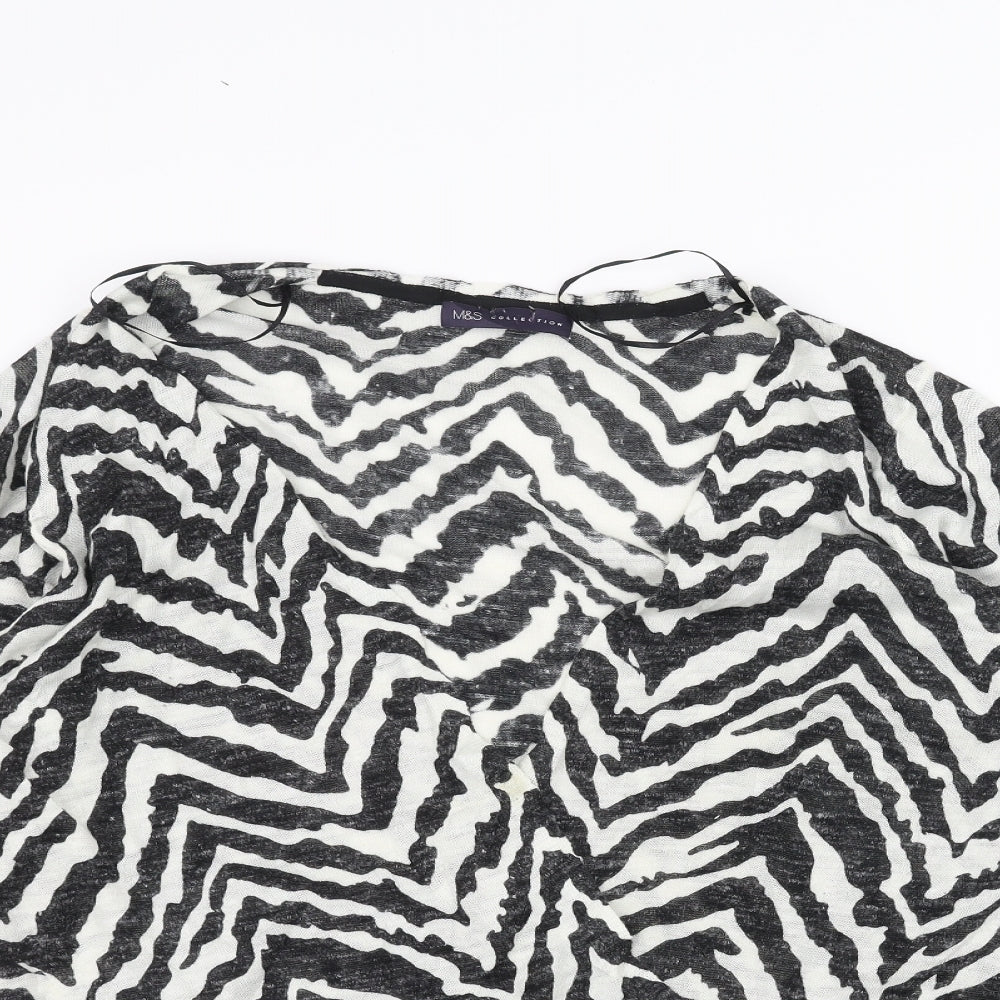 Marks and Spencer Womens White Animal Print  Cardigan Jumper Size 20