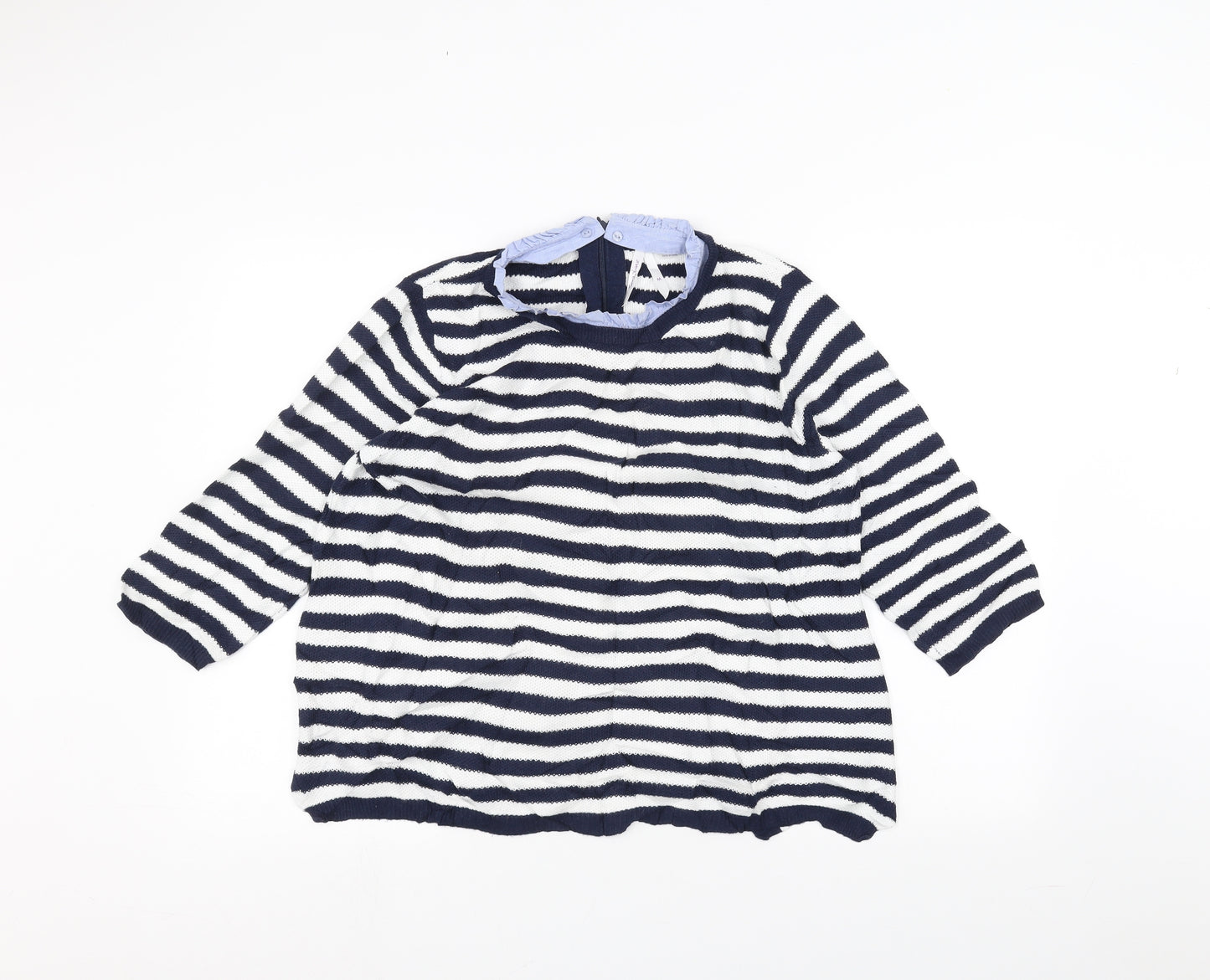 Seraphine Womens White Striped  Pullover Jumper Size M