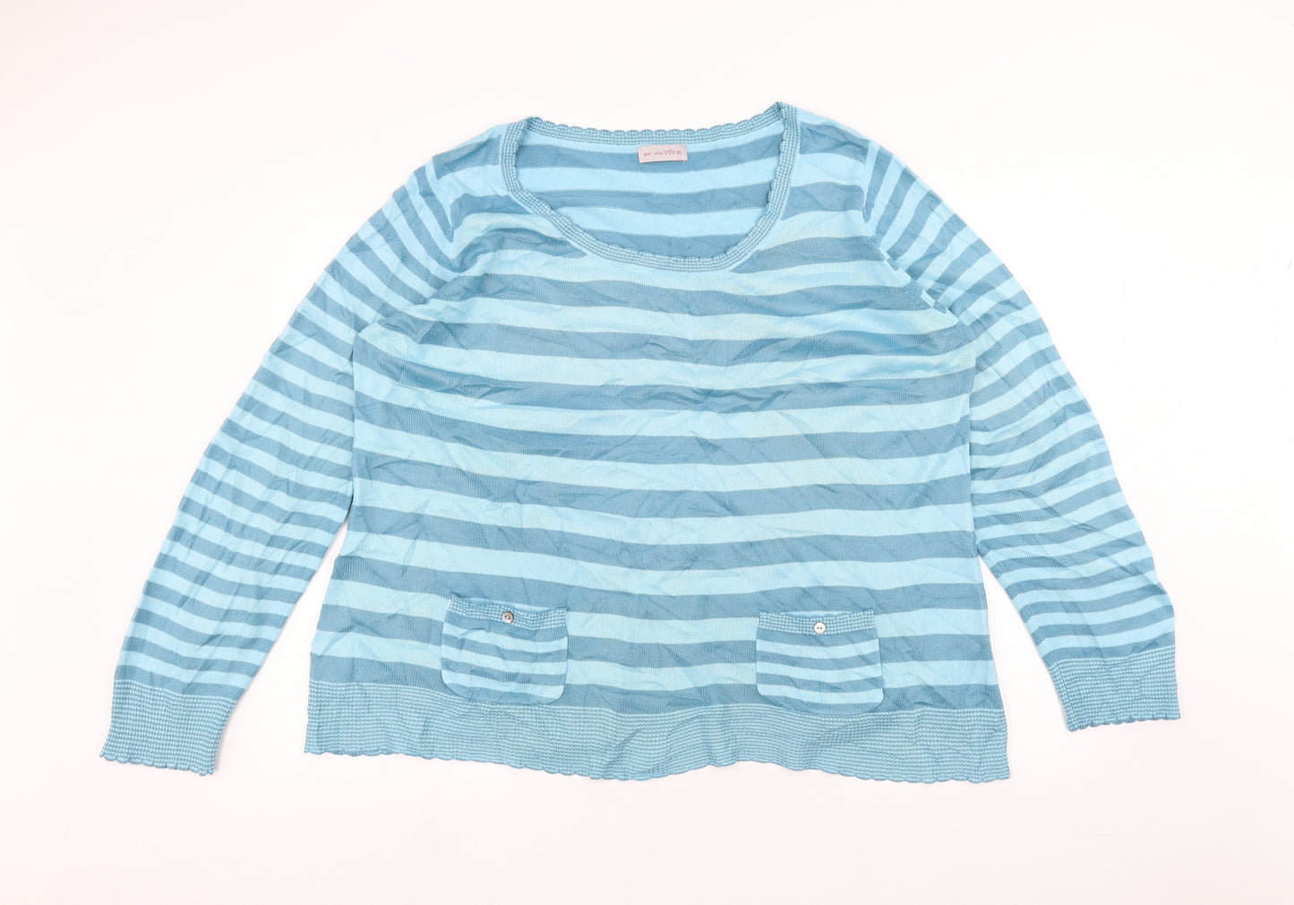 Per Una Womens Blue Striped  Pullover Jumper Size 20
