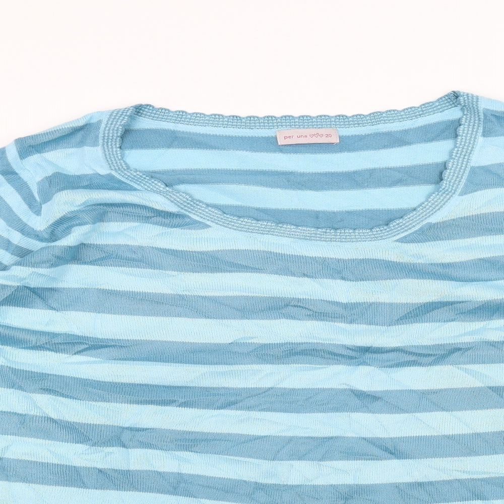 Per Una Womens Blue Striped  Pullover Jumper Size 20