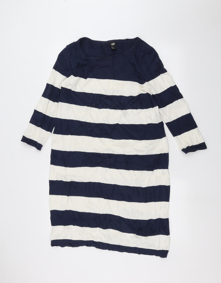 H&M Womens White Striped  Pullover Jumper Size M