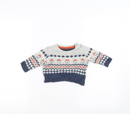 Front view of Marks & Spencer Baby Grey jumper, size 0-3, Months