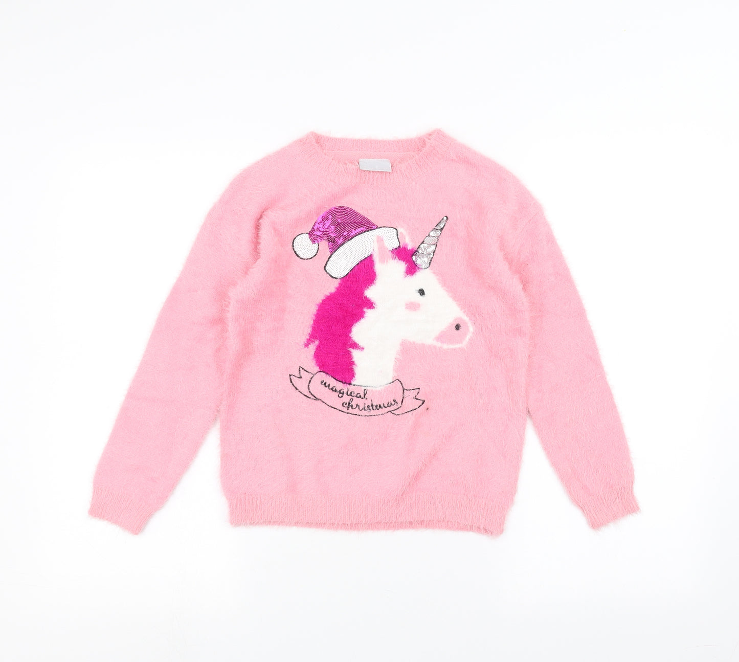 Matalan Girls Pink   Pullover Jumper Size 9 Years  - Unicorn