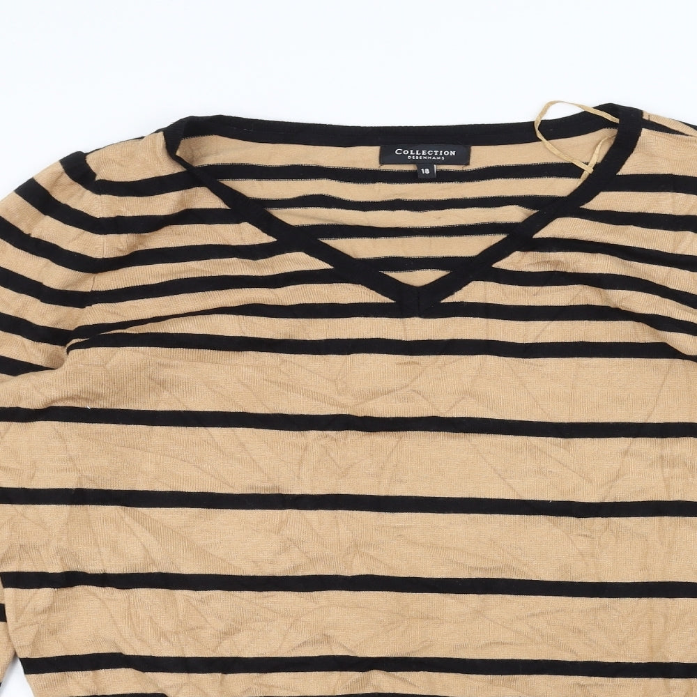 Debinhams Womens Brown Striped  Pullover Jumper Size 18