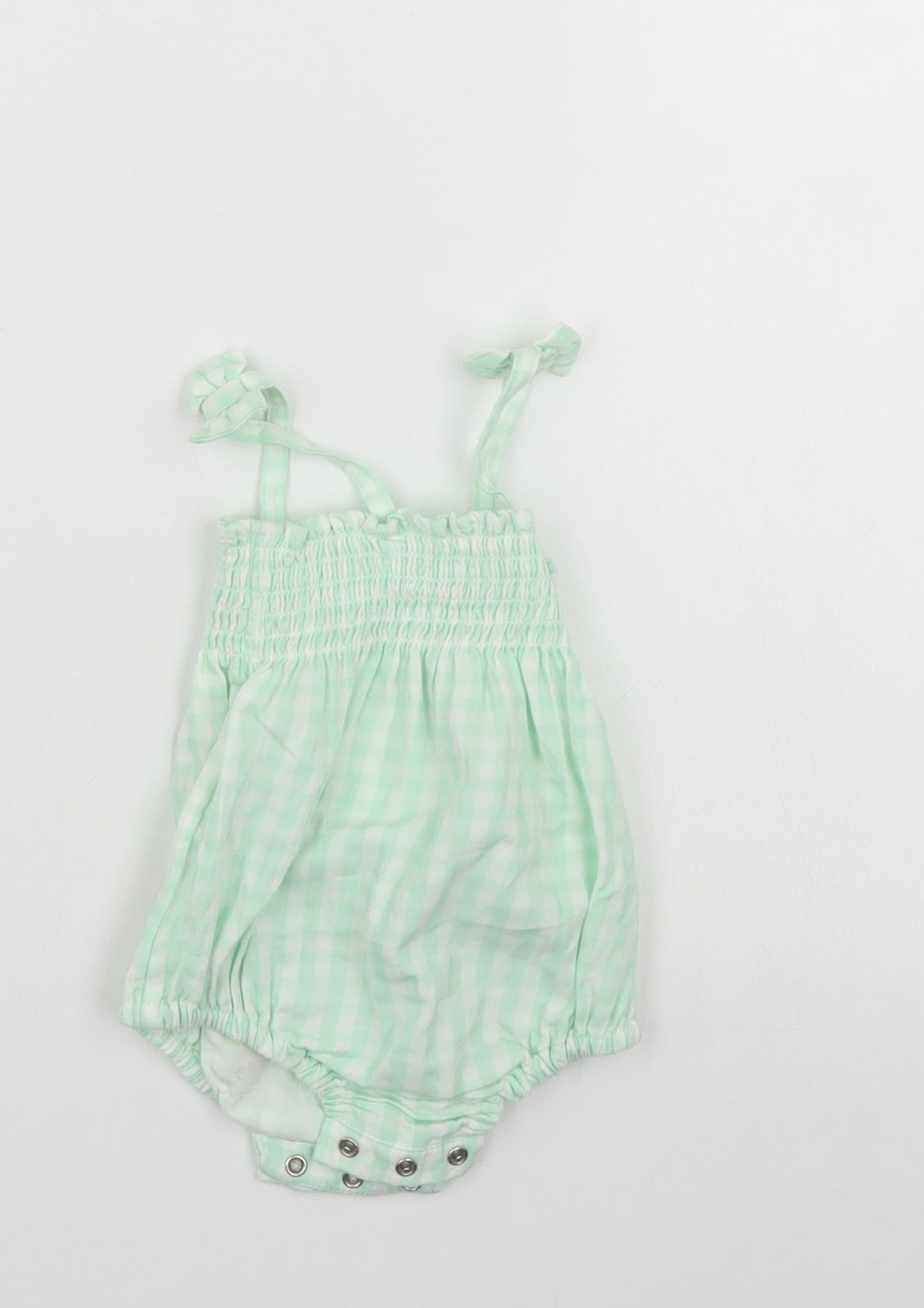 Nutmeg Girls Green Check  Romper One-Piece Size 0-3 Months