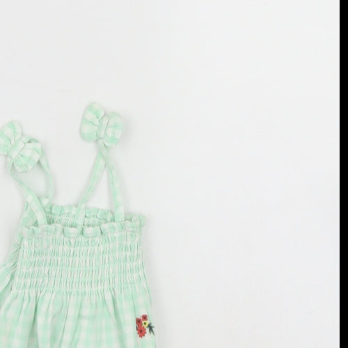Nutmeg Girls Green Check  Romper One-Piece Size 0-3 Months
