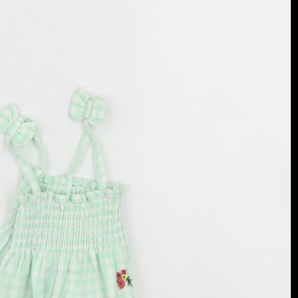 Nutmeg Girls Green Check  Romper One-Piece Size 0-3 Months