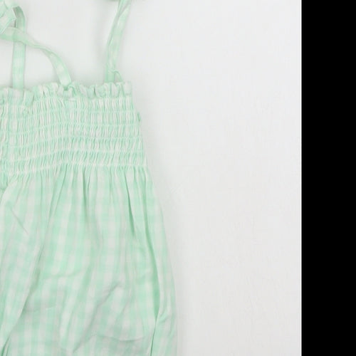 Nutmeg Girls Green Check  Romper One-Piece Size 0-3 Months