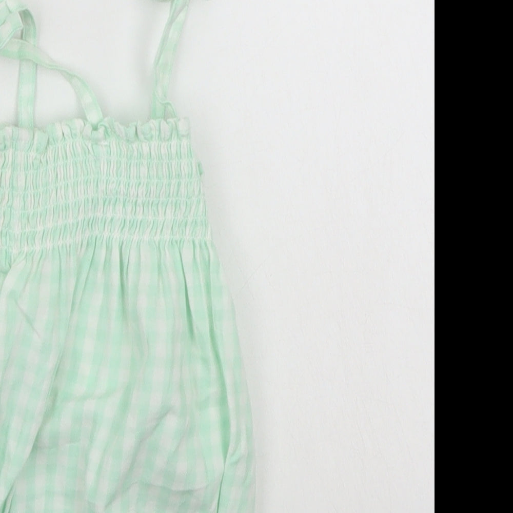 Nutmeg Girls Green Check  Romper One-Piece Size 0-3 Months