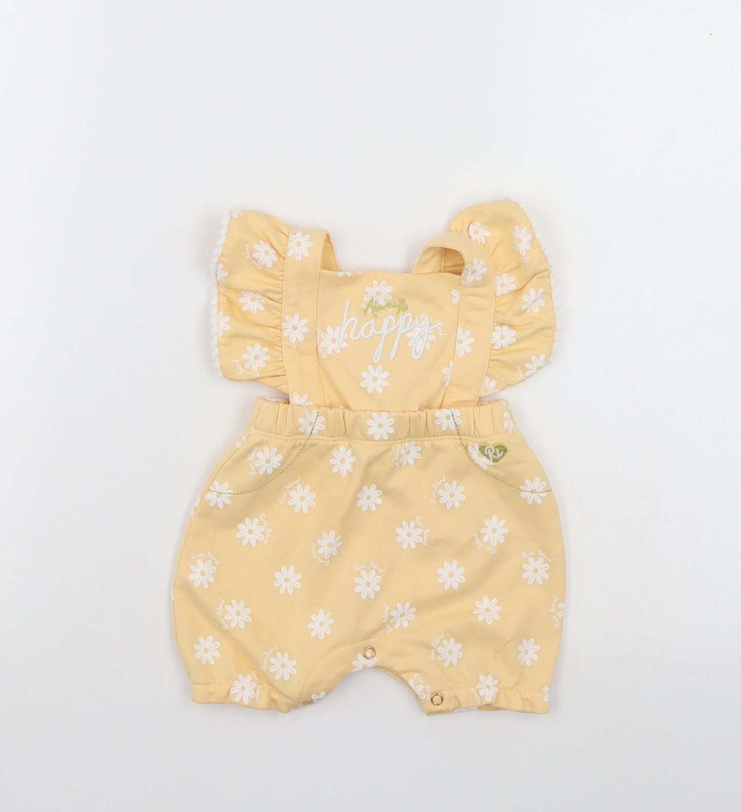 River Island Girls Yellow Floral  Romper One-Piece Size 0-3 Months