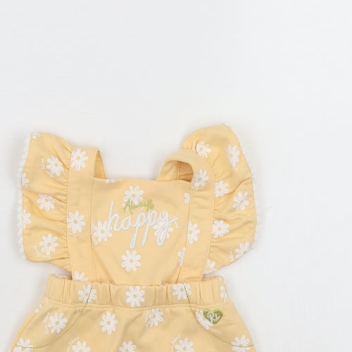 River Island Girls Yellow Floral  Romper One-Piece Size 0-3 Months